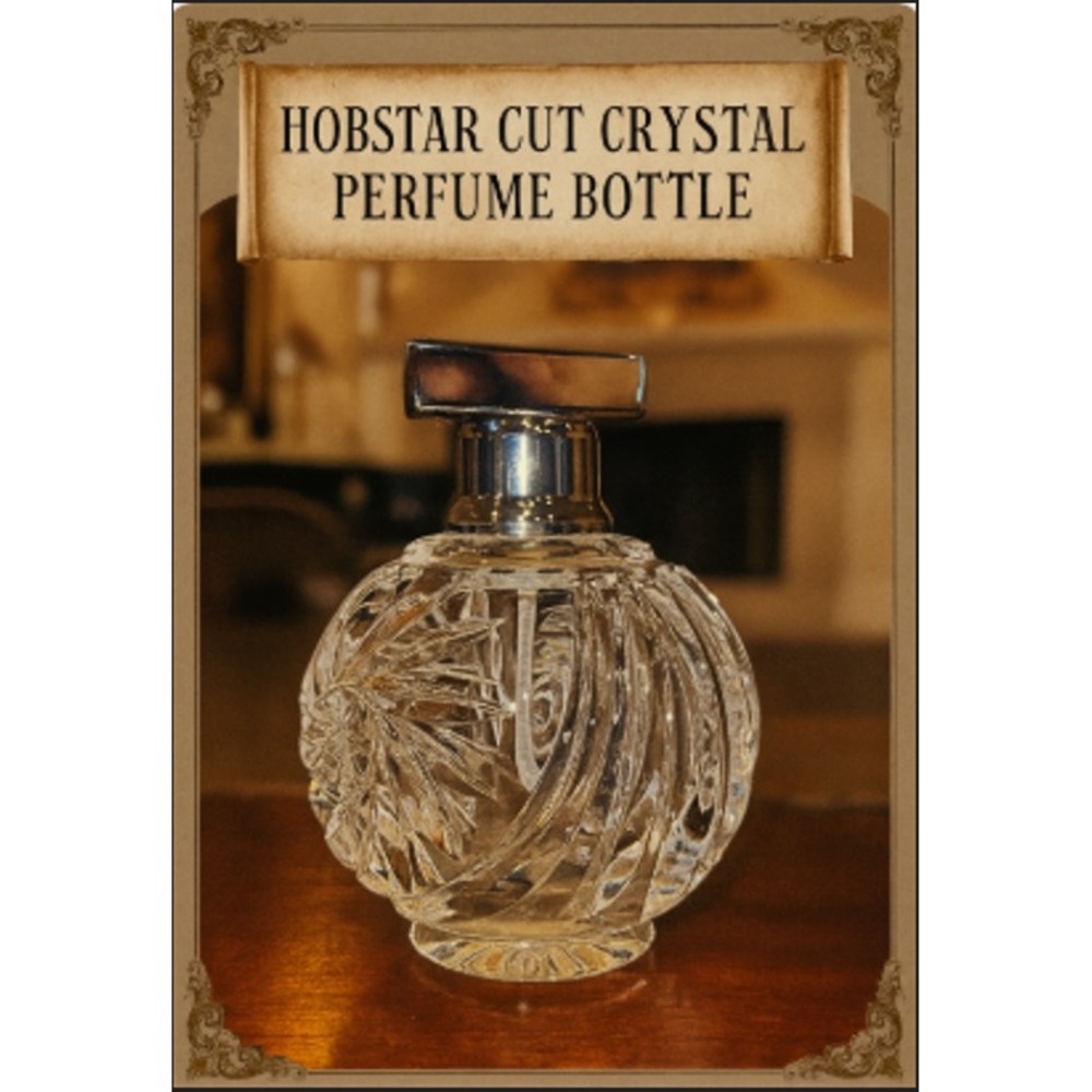 Vintage Mid-Century American Brilliant Cut Lead Crystal Atomizer Bottle Chrome